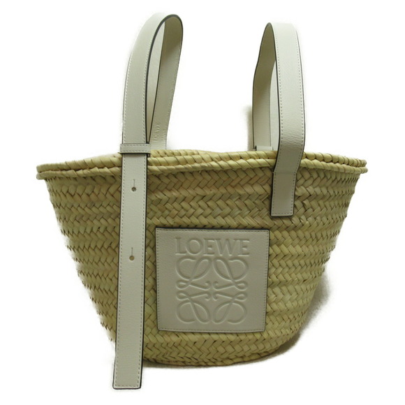 Loewe Natural Shoulder Basket Leaf White Palm Calf Bag - Picture 2 of 9